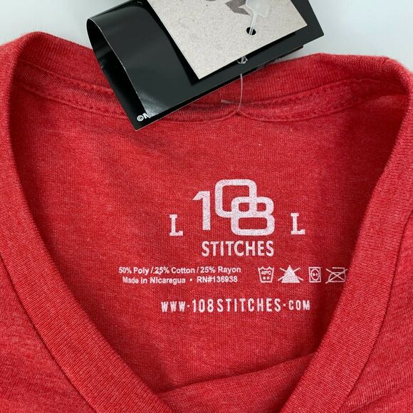 108 Stitches Baseball Freight Train Shirt Men's Size L Poppy Red Tri-Blend New - Picture 5 of 7